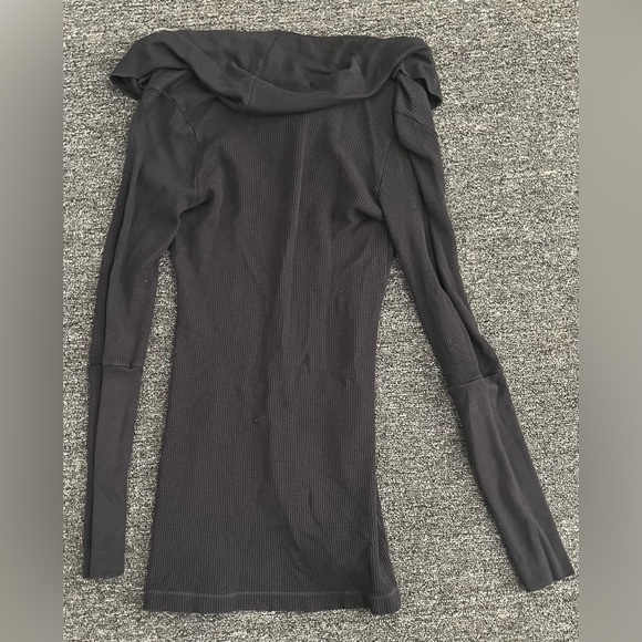 Splendid Black Thermal Cowl Neck Tunic Top Long Sleeve Cotton Blend - Picture 6 of 8